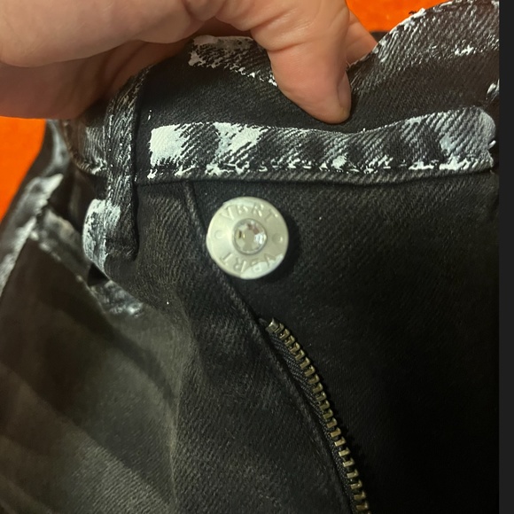 Vibrant M.I.U black with painted white bands and crossover waist jeans NWT - Picture 7 of 14